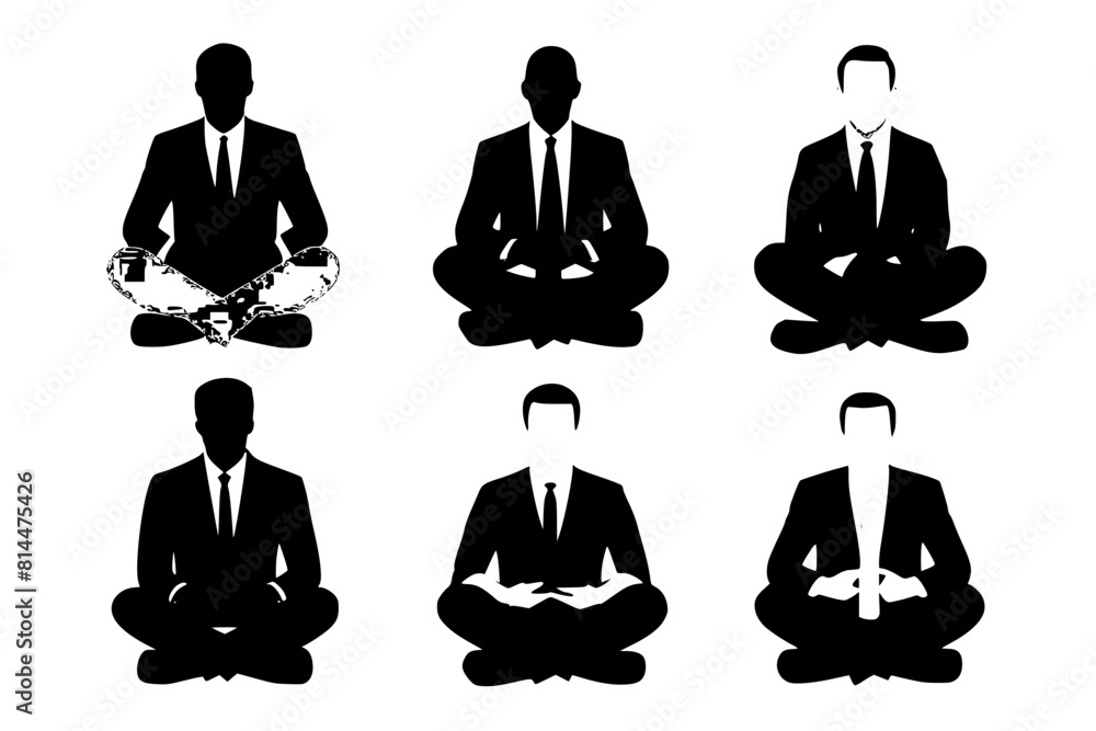 A set of business woman sitting in different poses A set of business woman sitting in different poses