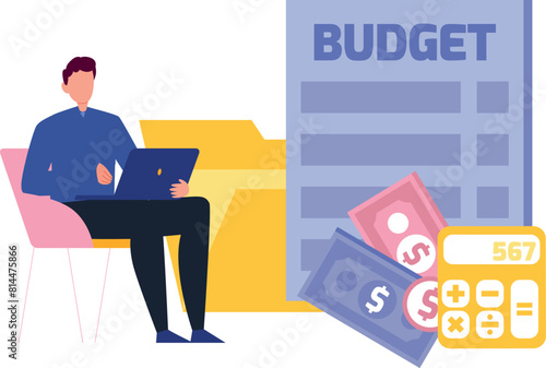 The boy is working on a budget.