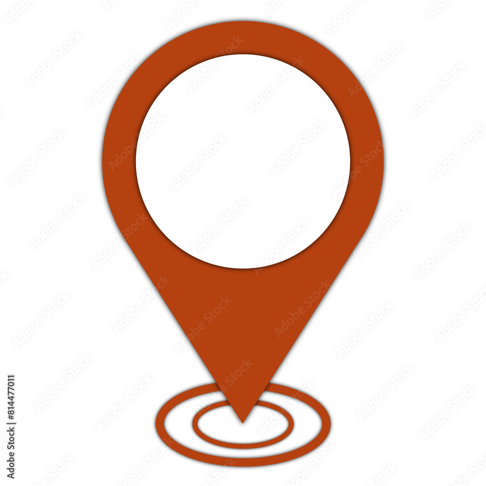 Orange Map Pointer Icon with Shadow Effect Isolated on White Orange Map Pointer Icon with Shadow Effect Isolated on White