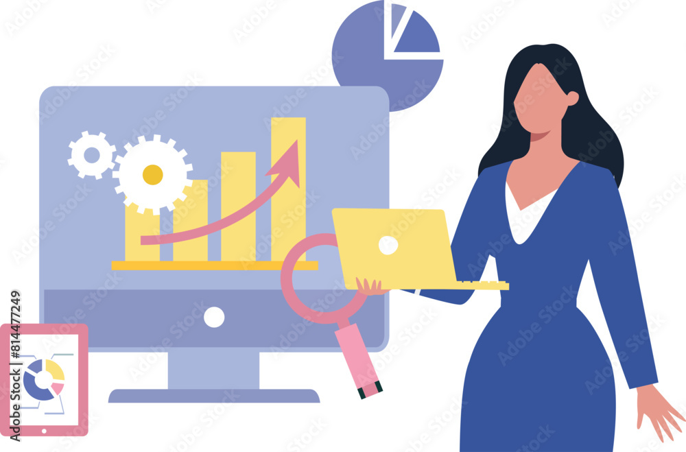 The girl is working on the graph setting. The girl is working on the graph setting.