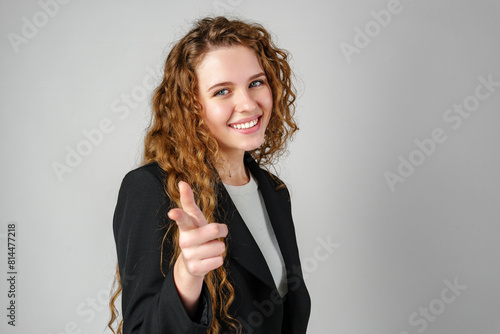 Woman in Black Jacket Pointing at You