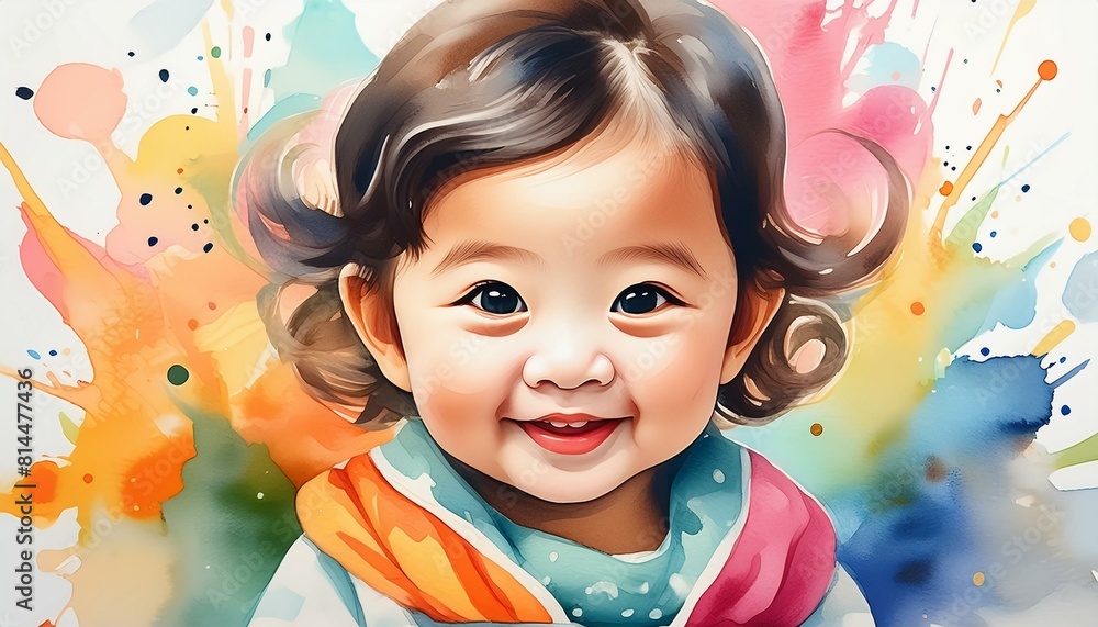 watercolor illustration of a cute baby watercolor illustration of a cute baby