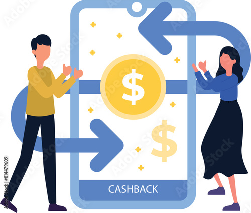 Boy and girl are getting cashback.