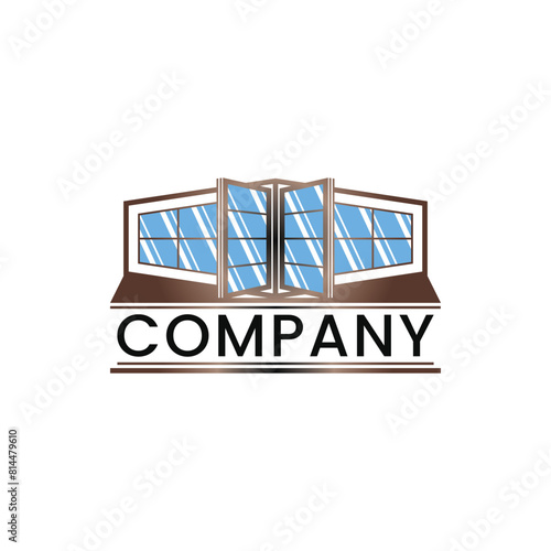 Aluminum windows and doors logo design concept template. Window icon vector illustration.