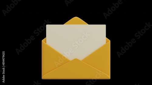 3D Animation of Document Delivery Envelope | Alpha Channel