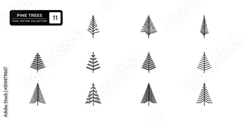 Pine tree icon collection, vector icon templates editable and resizable.