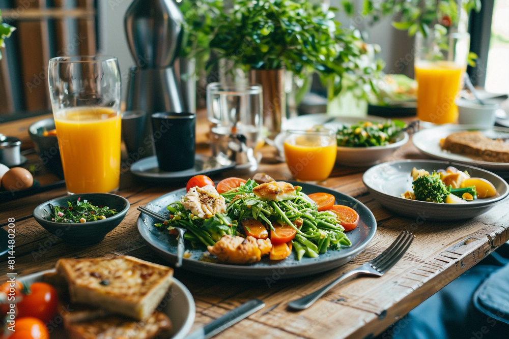 A serene setting showcasing a balanced meal with a focus on mindful eating, featuring nutritious foods that promote a healthy diet and lifestyle A serene setting showcasing a balanced meal with a focus on mindful eating, featuring nutritious foods that promote a healthy diet and lifestyle