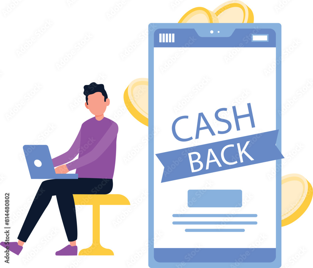 Guy is getting cashback online. Guy is getting cashback online.