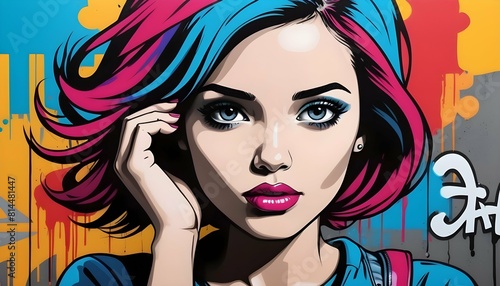Create a pop art girl with a vibrant graffiti sty upscaled_4