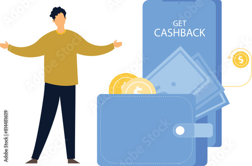 The boy is getting cashback.