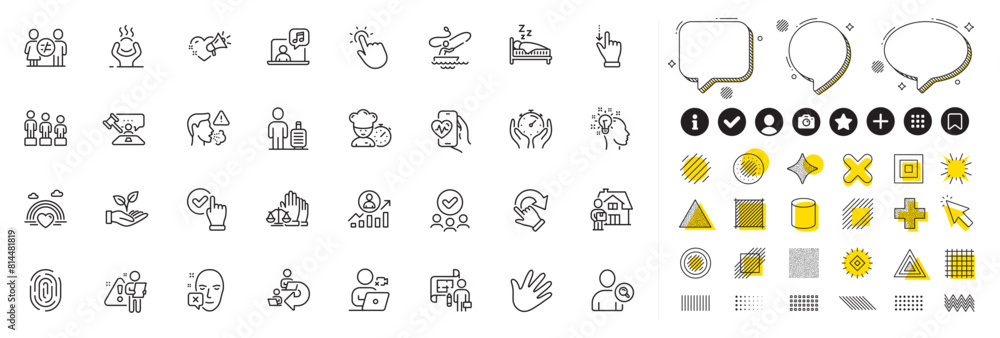 Set of Difficult stress, Timer and Sleep line icons for web app. Design elements, Social media icons. Love message, Video conference, Hand icons. Touchpoint, Helping hand, Face declined signs. Vector Set of Difficult stress, Timer and Sleep line icons for web app. Design elements, Social media icons. Love message, Video conference, Hand icons. Touchpoint, Helping hand, Face declined signs. Vector