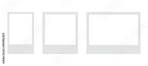 polaroid photo frame collection. empty blank photo border mockup. vector illustration on transparent background.