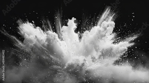 Black and white dust explosion. photo