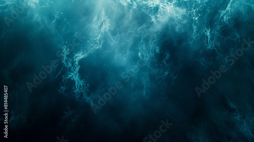 The image is of a blue sky with a stormy ocean