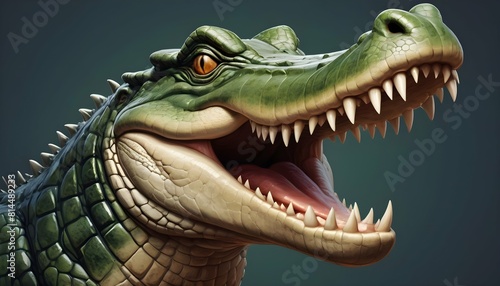 A crocodile icon with sharp teeth and scales upscaled_3