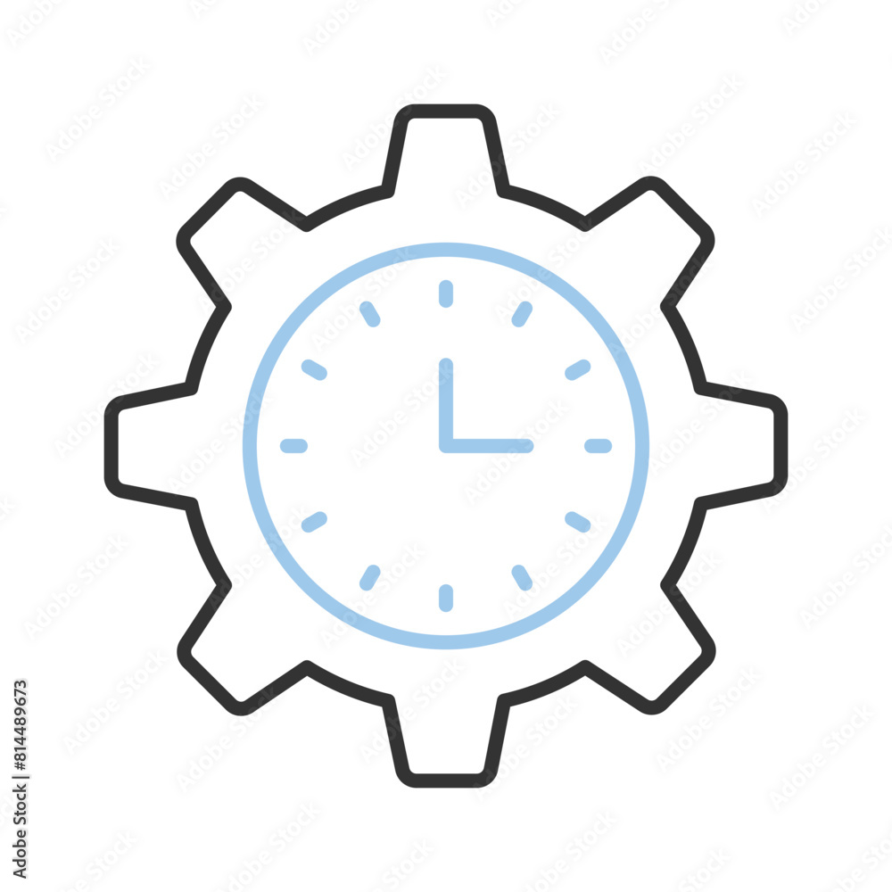 Clock inside gear showing concept vector of time management, high quality graphics Clock inside gear showing concept vector of time management, high quality graphics
