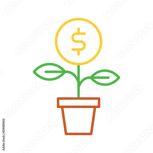 Grab this carefully crafted money plant vector, icon of business development