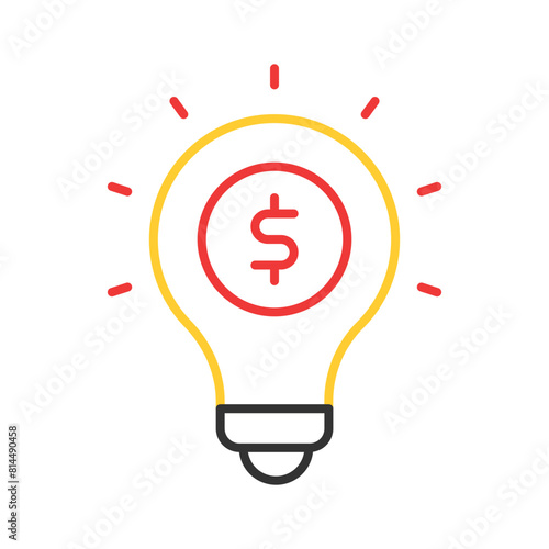 Dollar inside bulb depicting innovative idea, financial idea icon design