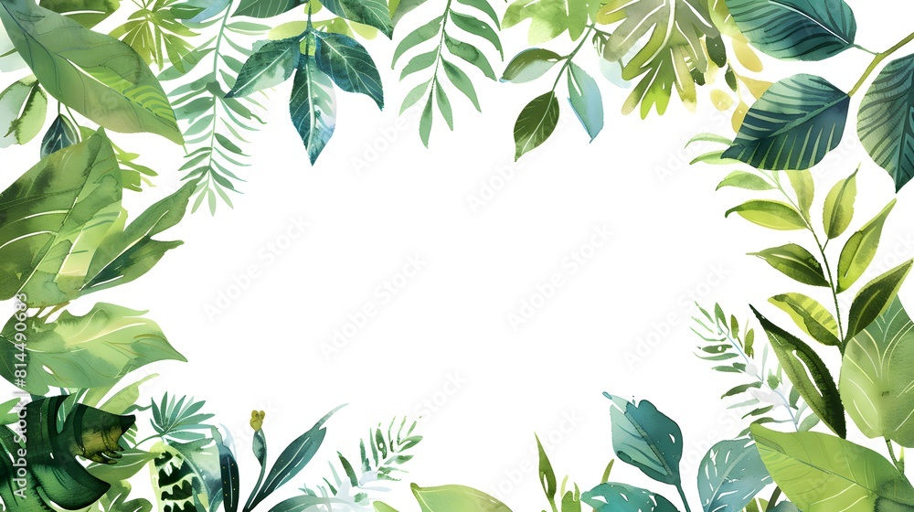 Naklejka premium Botanical border watercolor frame