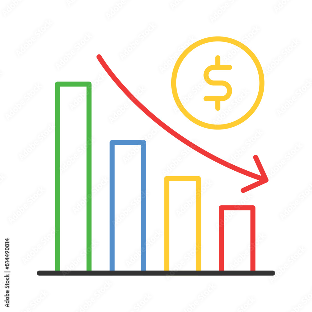 Down chart, financial loss, decrease chart vector design Down chart, financial loss, decrease chart vector design