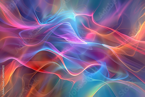 A vibrant digital abstract background featuring dynamic, flowing waves in a spectrum of colors, creating a modern and artistic visual effect 