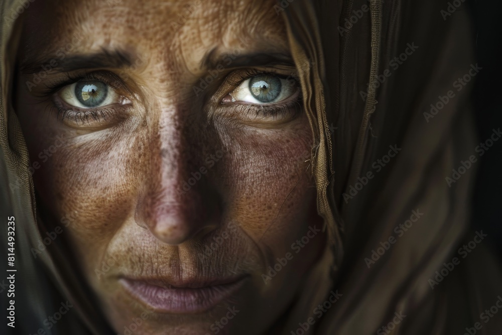A hauntingly beautiful portrait of a woman, her eyes reflecting centuries of longing and sorrow A hauntingly beautiful portrait of a woman, her eyes reflecting centuries of longing and sorrow