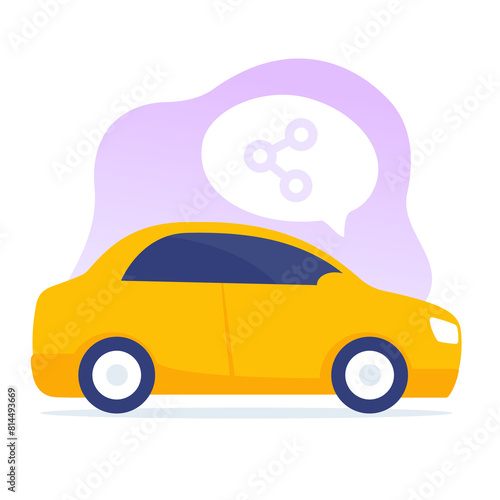 carsharing service icon with car and share symbol