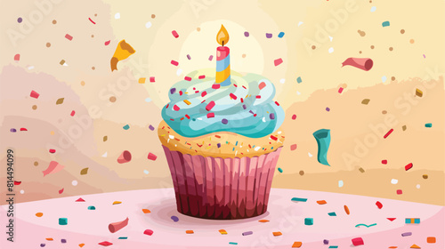 Happy Birthday concept with muffin design vector illustration