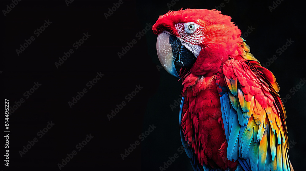 Beautiful bright parrot on a black background