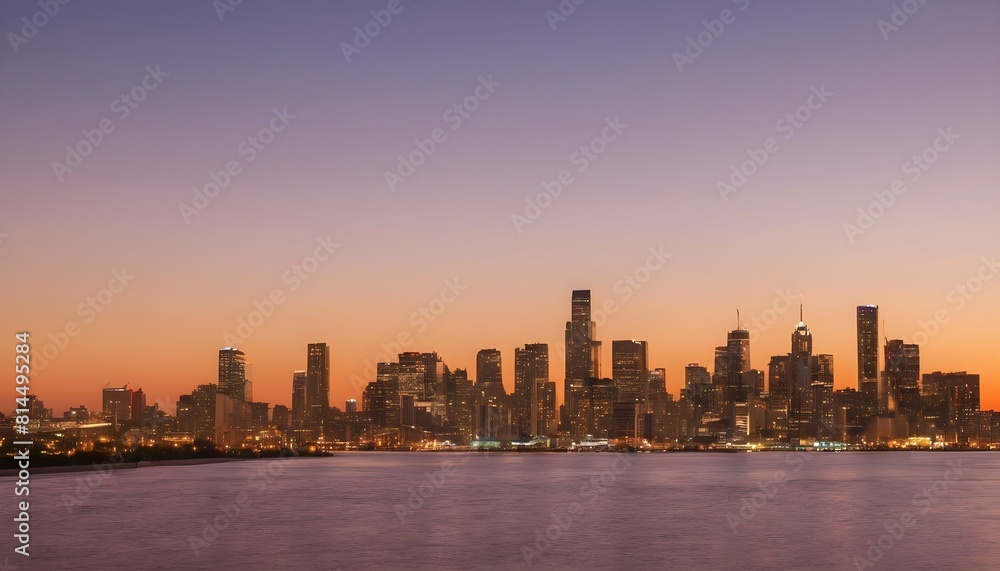 A city skyline at sunset with warm golden hues upscaled_4