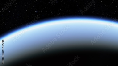 Curve of planet against the cosmos, highlighting the atmospheric glow and starry space backdrop. 3d render