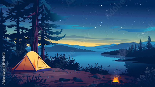 tent camping area vector 