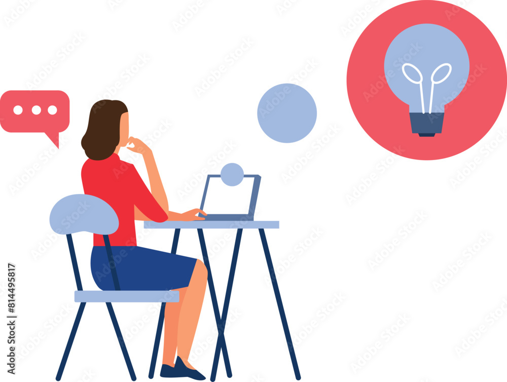 The girl is working on an idea. The girl is working on an idea.