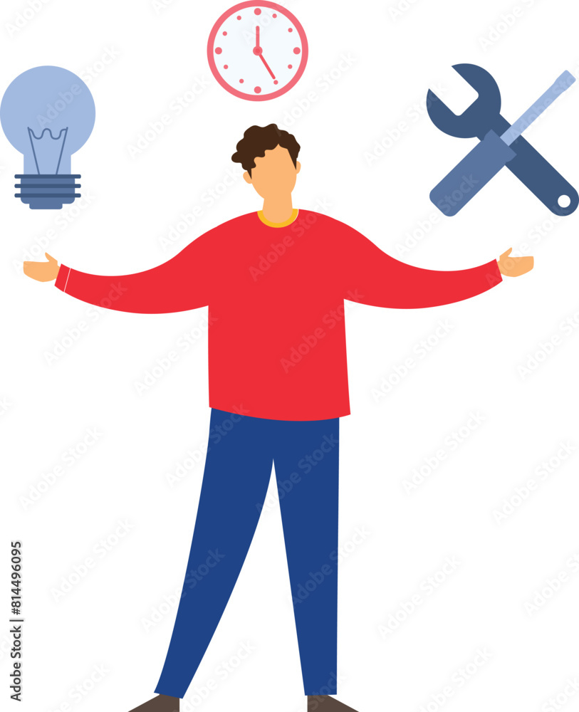 The guy balances work. The guy balances work.