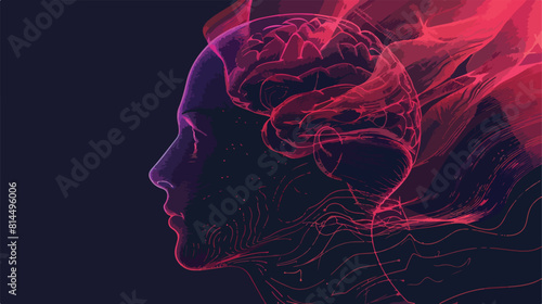 Head profile human with brain electric style vector