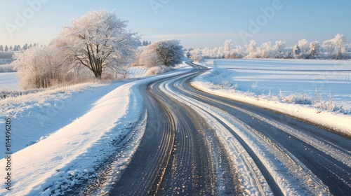 Winter's Embrace: A Frosty Road