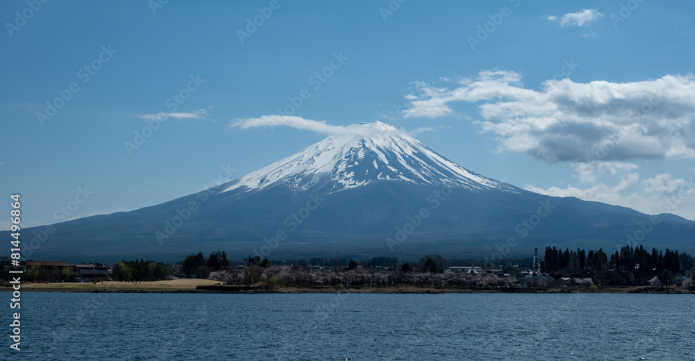 Fuji Mountain and Lake kawaguchiko Japan, blue sky in Spring Fuji Mountain and Lake kawaguchiko Japan, blue sky in Spring