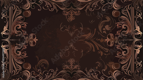Heraldic decorative frame in brown color contour vector