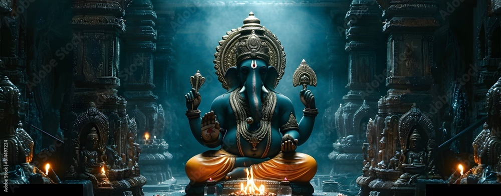 Fototapeta premium Lord ganesha sculpture in temple. Lord ganesh festival.