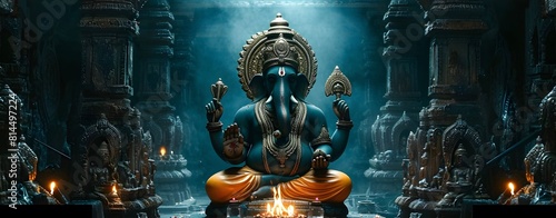 Lord ganesha sculpture in temple. Lord ganesh festival. photo