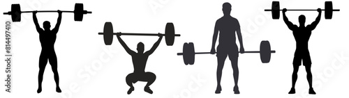 weightlifting silhouette. set of weight lifter silhouette. 