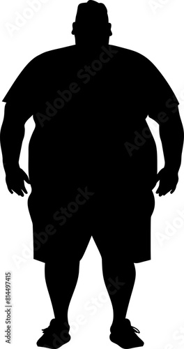 Plus size man silhouette in black color. Vector template design illustration. © StocknPicture