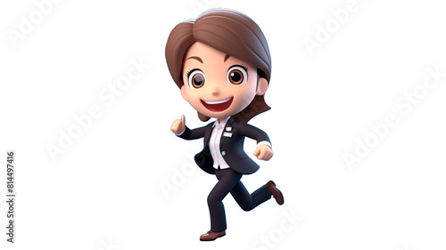 Smiling 3d cartoon character businesswoman with thumb up isolated on transparent background.