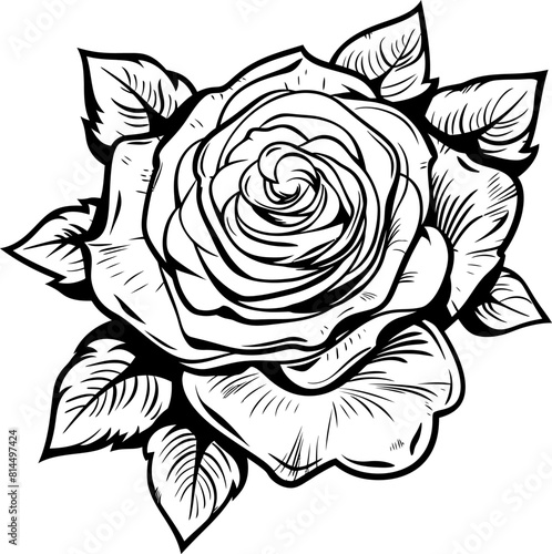 Rose flower silhouette icon in black color. Vector template design. © StocknPicture