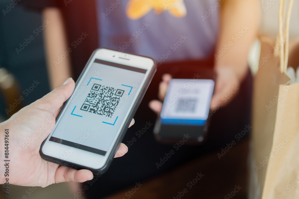 Qr code payment , online shopping , cashless technology concept. Shop or store accepted digital pay without money. Qr code payment , online shopping , cashless technology concept. Shop or store accepted digital pay without money.