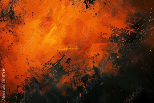 Abstract Bright Orange Grunge Texture In Dark Background