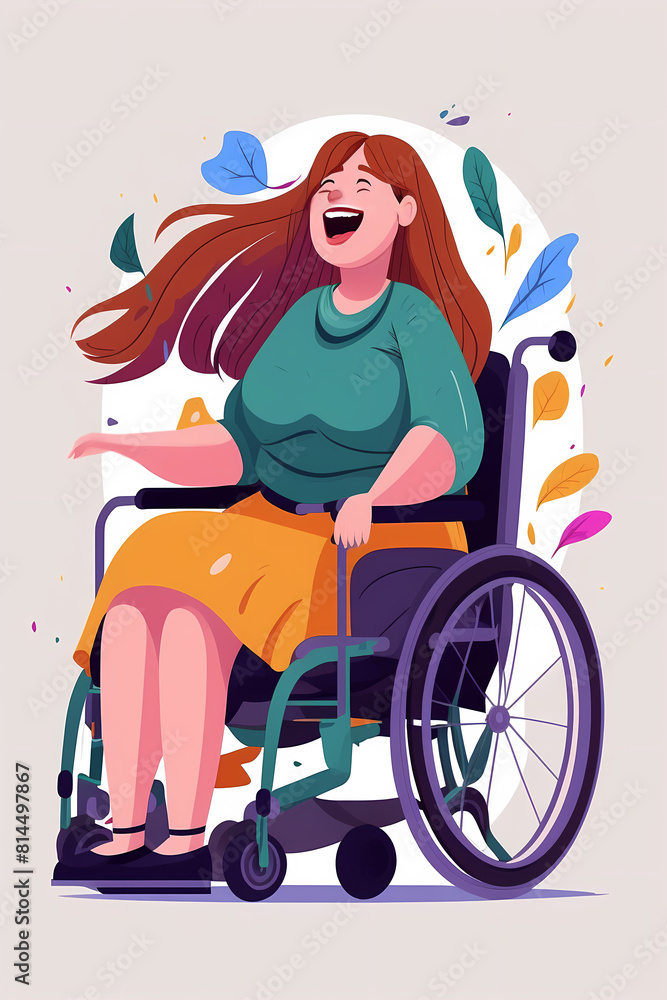 Happy smiling girl in wheelchair cute illustration. Happy smiling girl in wheelchair cute illustration.