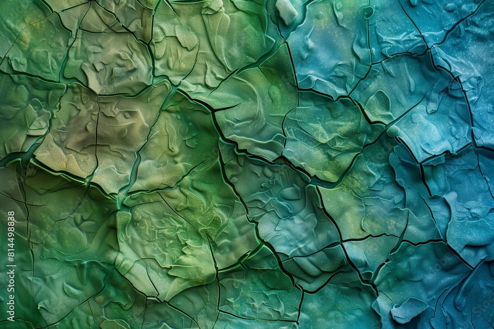 Fototapeta premium Abstract embossed with natural texture and irregular pattern in green and blue
