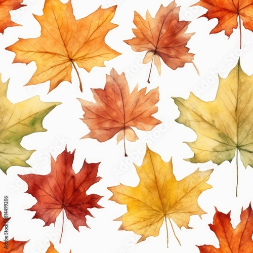 Watercolor autumn leaves pattern