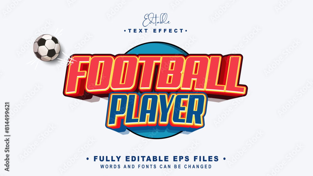Fototapeta premium editable football player text effect.typhography logo